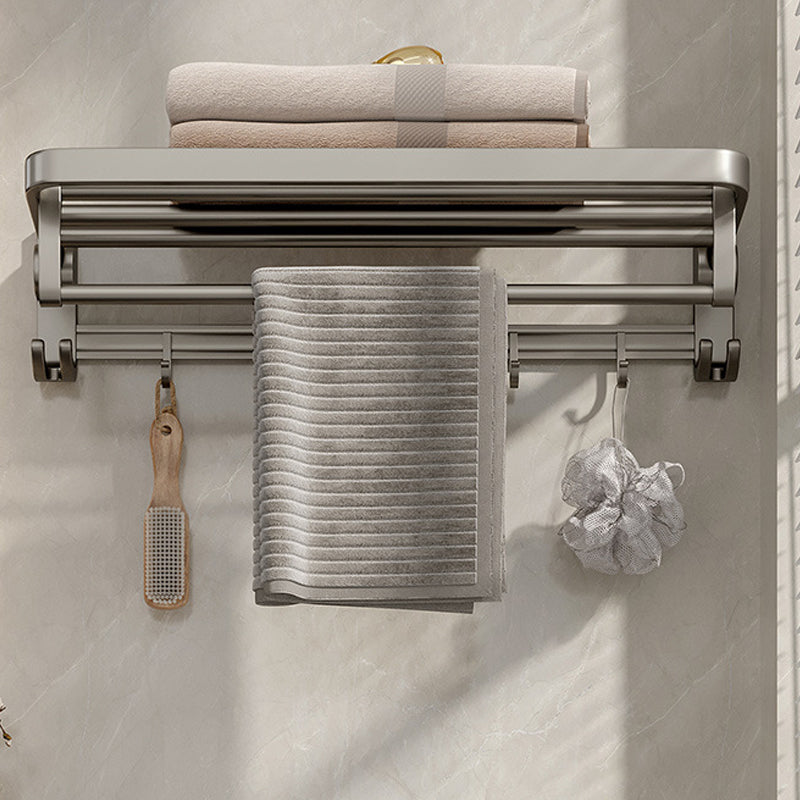 Modern Bathroom Accessory Set in Gray with Bath Shelf/Towel Bar/Robe Hooks & Paper Holder