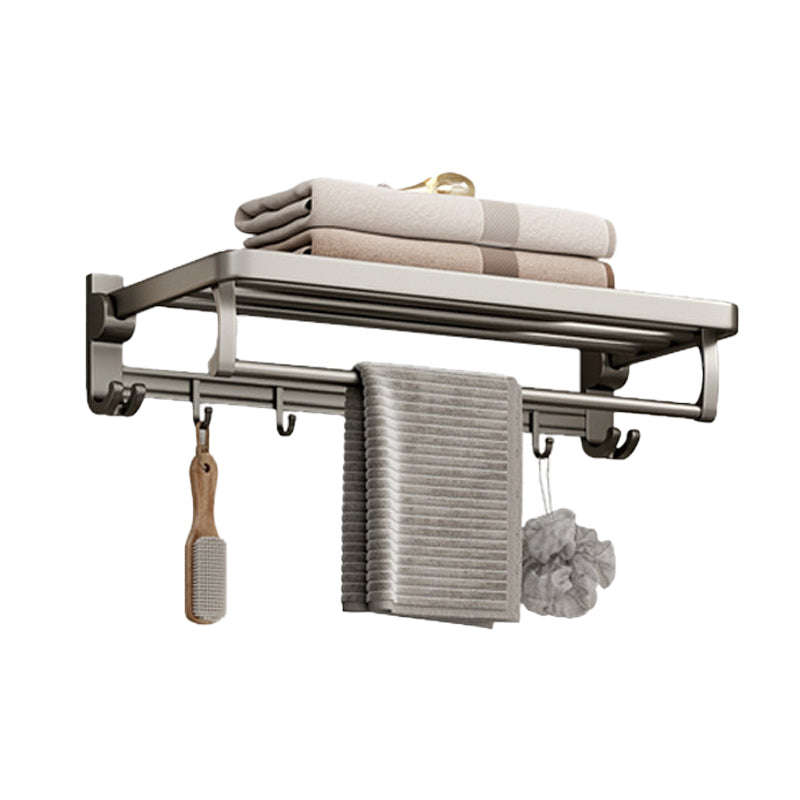 Modern Bathroom Accessory Set in Gray with Bath Shelf/Towel Bar/Robe Hooks & Paper Holder