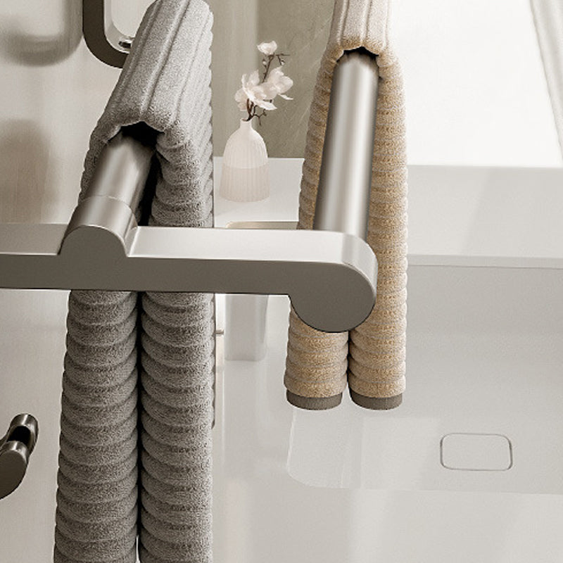 Modern Bathroom Accessory Set in Gray with Bath Shelf/Towel Bar/Robe Hooks & Paper Holder