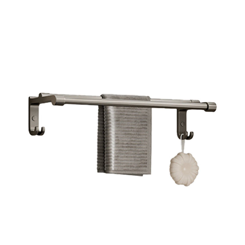 Modern Bathroom Accessory Set in Gray with Bath Shelf/Towel Bar/Robe Hooks & Paper Holder