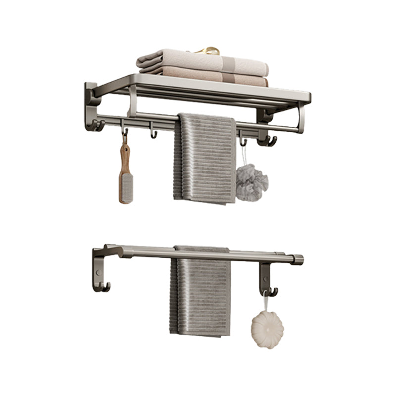 Modern Bathroom Accessory Set in Gray with Bath Shelf/Towel Bar/Robe Hooks & Paper Holder