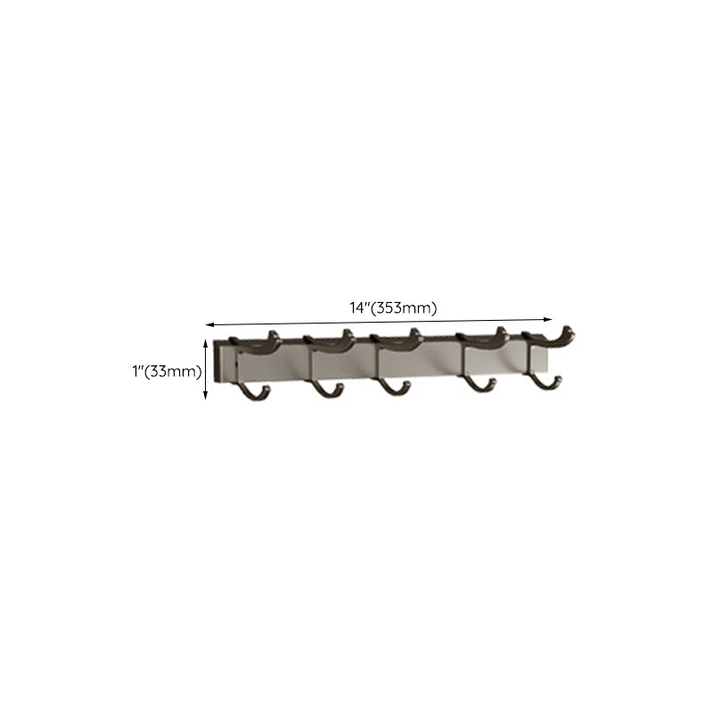 Modern Bathroom Accessory Set in Gray with Bath Shelf/Towel Bar/Robe Hooks & Paper Holder