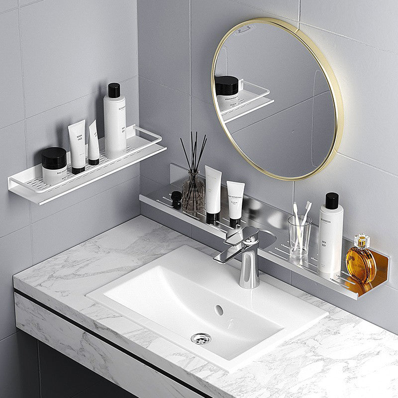 2-Piece Modern Style Bathroom Hardware Set Bath Shelf in Aluminum