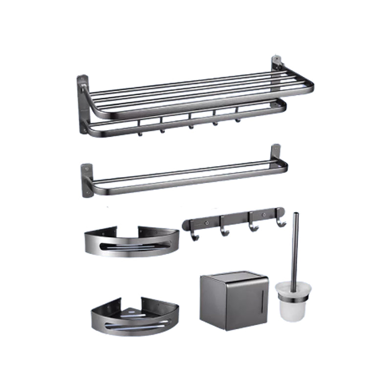 Contemporary Bathroom Accessory Set in Aluminum with Towel Bar/Bath Shelf