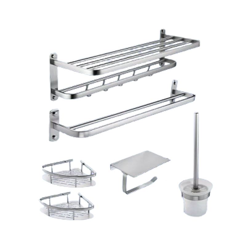 Contemporary Bathroom Accessory Set in Aluminum with Towel Bar/Bath Shelf