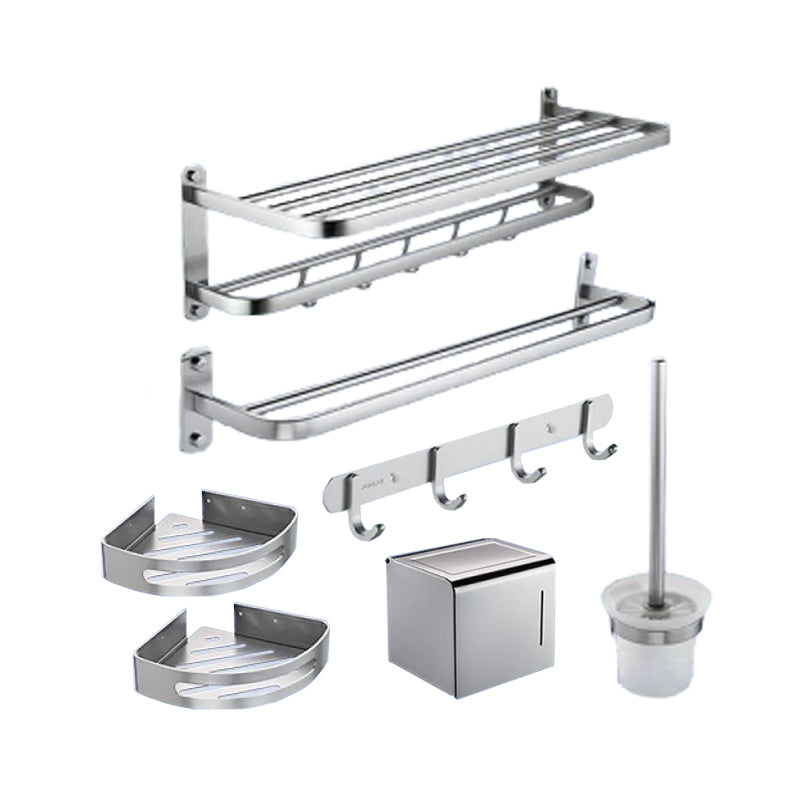 Contemporary Bathroom Accessory Set in Aluminum with Towel Bar/Bath Shelf