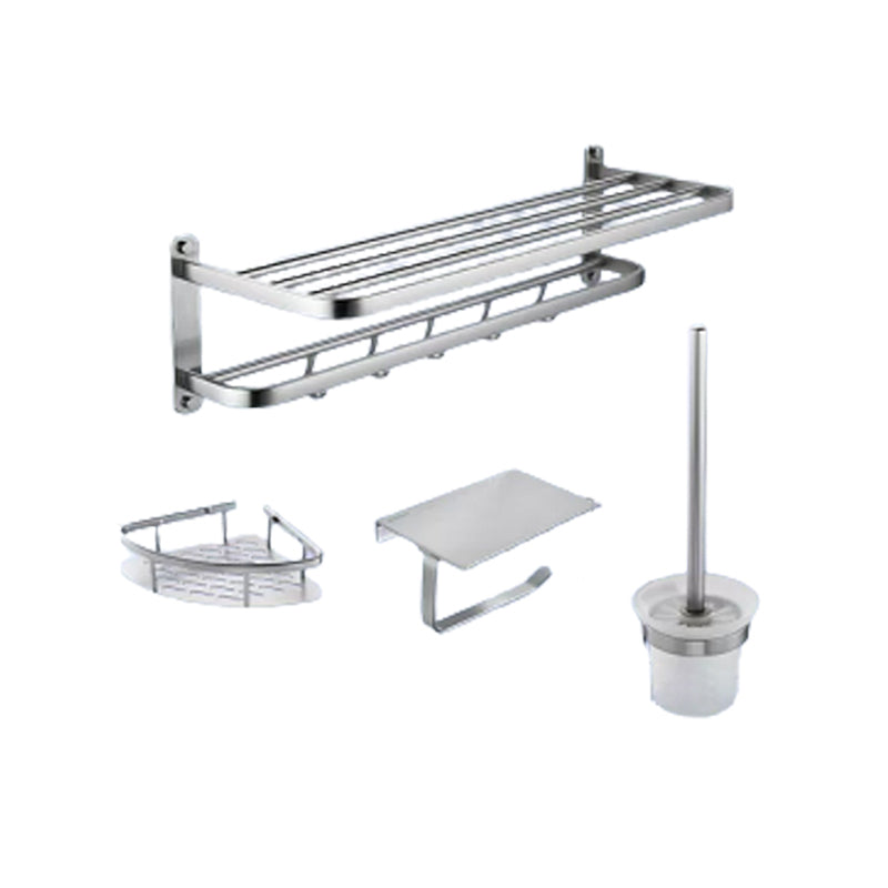 Contemporary Bathroom Accessory Set in Aluminum with Towel Bar/Bath Shelf