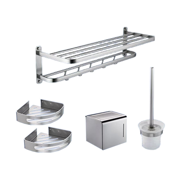 Contemporary Bathroom Accessory Set in Aluminum with Towel Bar/Bath Shelf