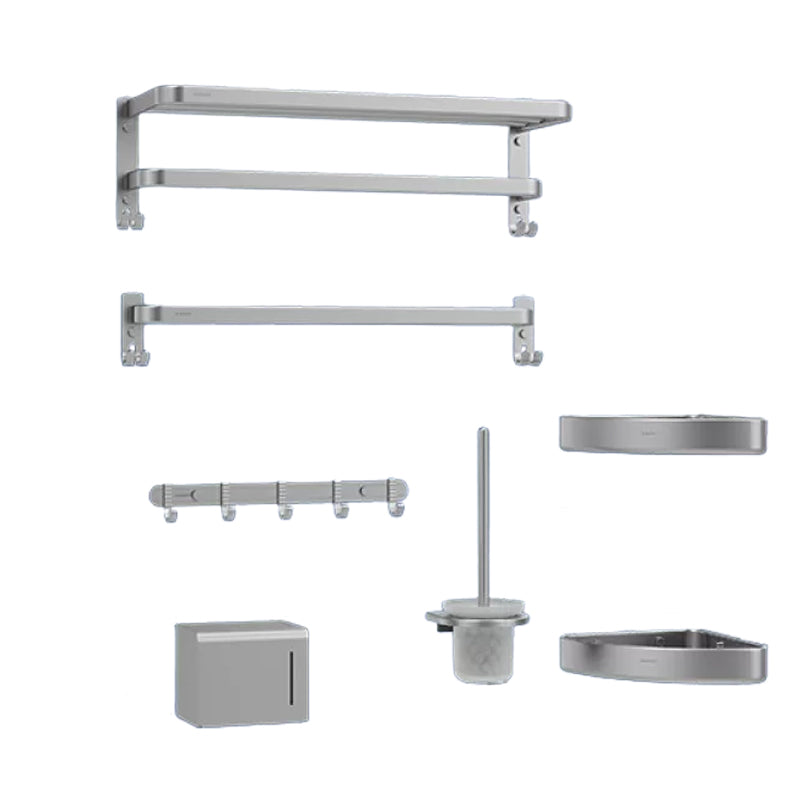 Contemporary Bathroom Accessory Set in Aluminum with Towel Bar/Bath Shelf