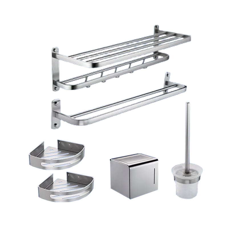 Contemporary Bathroom Accessory Set in Aluminum with Towel Bar/Bath Shelf