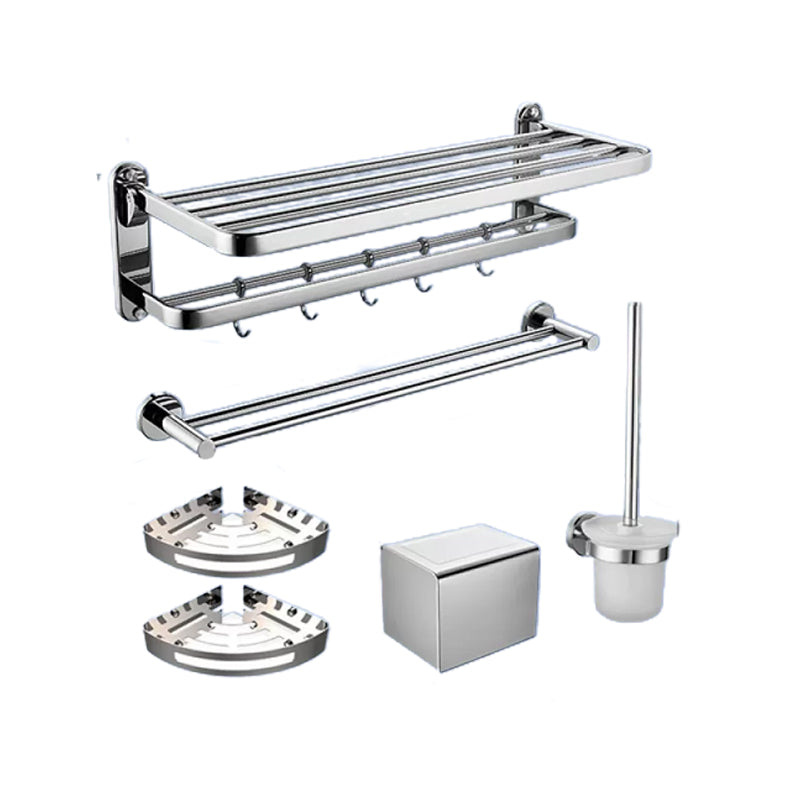 Contemporary Bathroom Accessory Set in Aluminum with Towel Bar/Bath Shelf