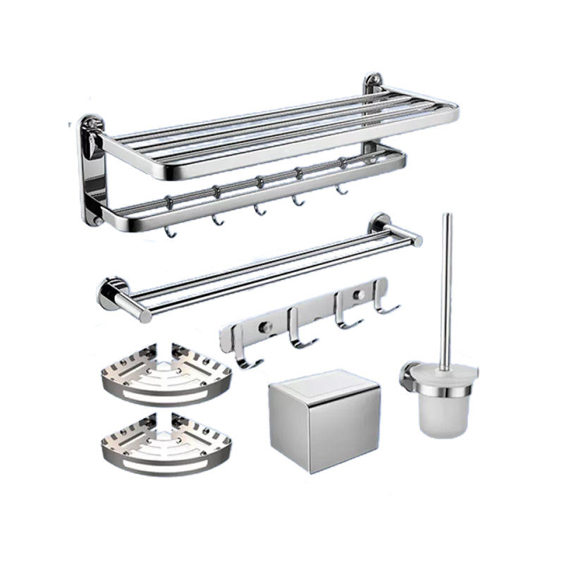 Contemporary Bathroom Accessory Set in Aluminum with Towel Bar/Bath Shelf