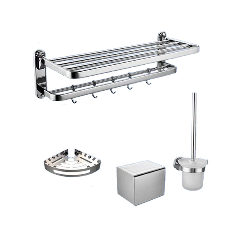 Contemporary Bathroom Accessory Set in Aluminum with Towel Bar/Bath Shelf