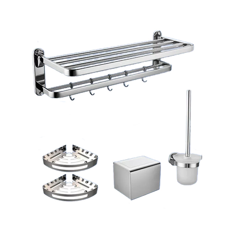 Contemporary Bathroom Accessory Set in Aluminum with Towel Bar/Bath Shelf