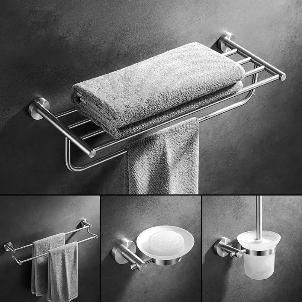 Traditional Stainless Steel Bath Hardware Set Bathroom Accessory Kit