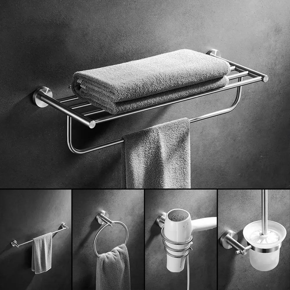 Traditional Stainless Steel Bath Hardware Set Bathroom Accessory Kit