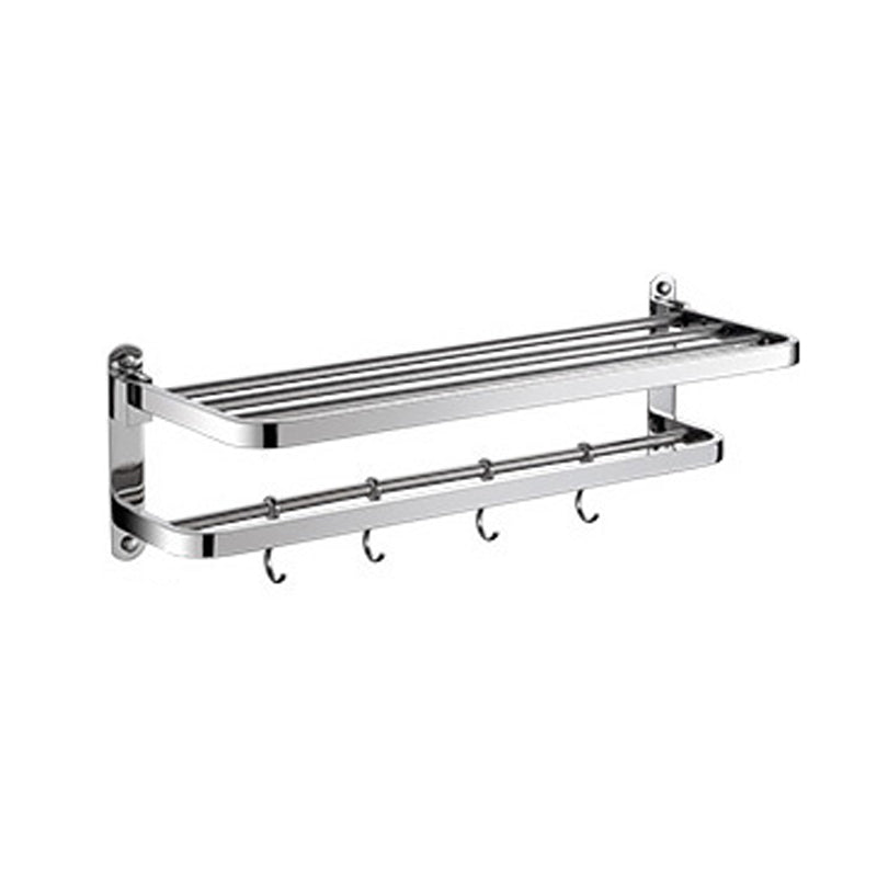 Polished Chrome Modern Bathroom Accessory Set in Stainless with Bath Shelf/Towel Bar