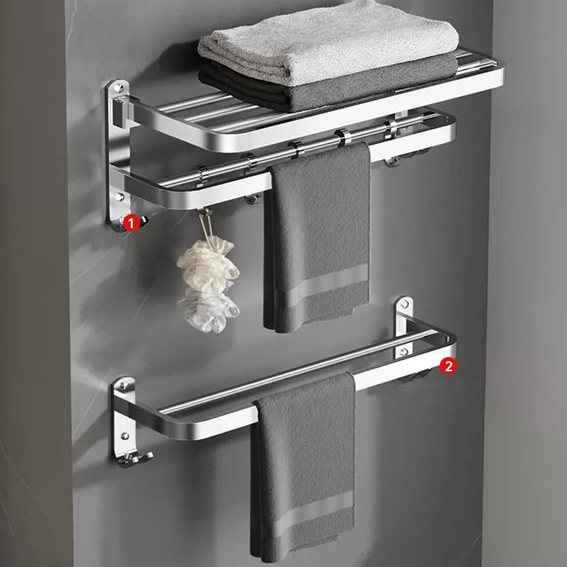 Polished Chrome Modern Bathroom Accessory Set in Stainless with Bath Shelf/Towel Bar