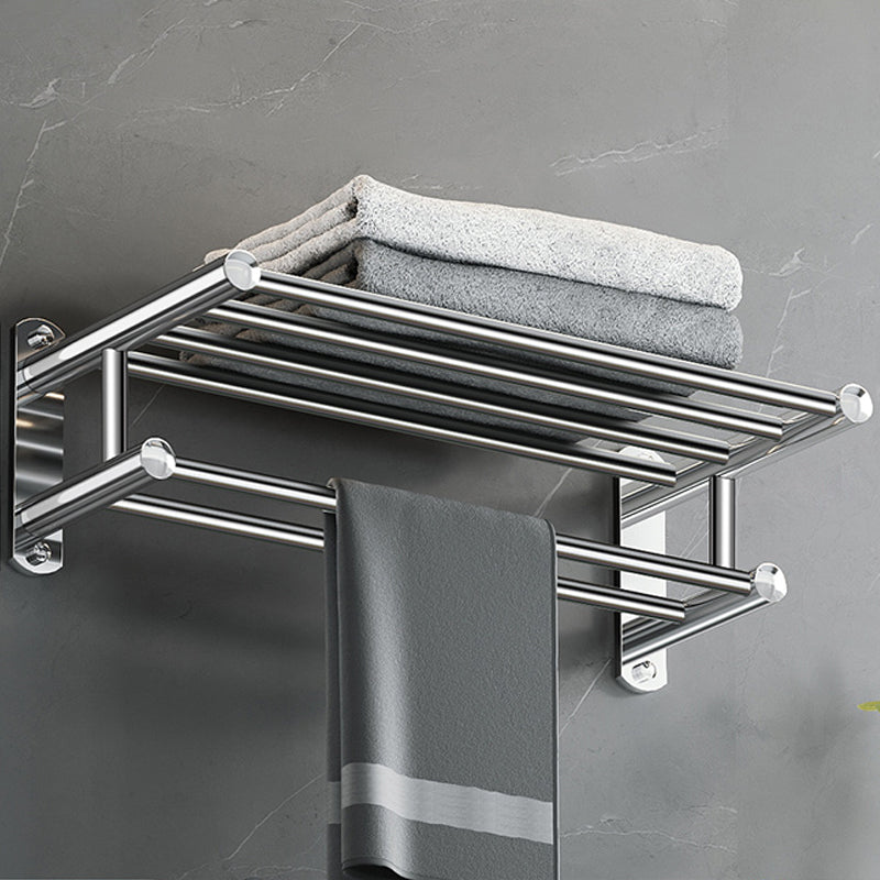 Polished Chrome Modern Bathroom Accessory Set in Stainless with Bath Shelf/Towel Bar