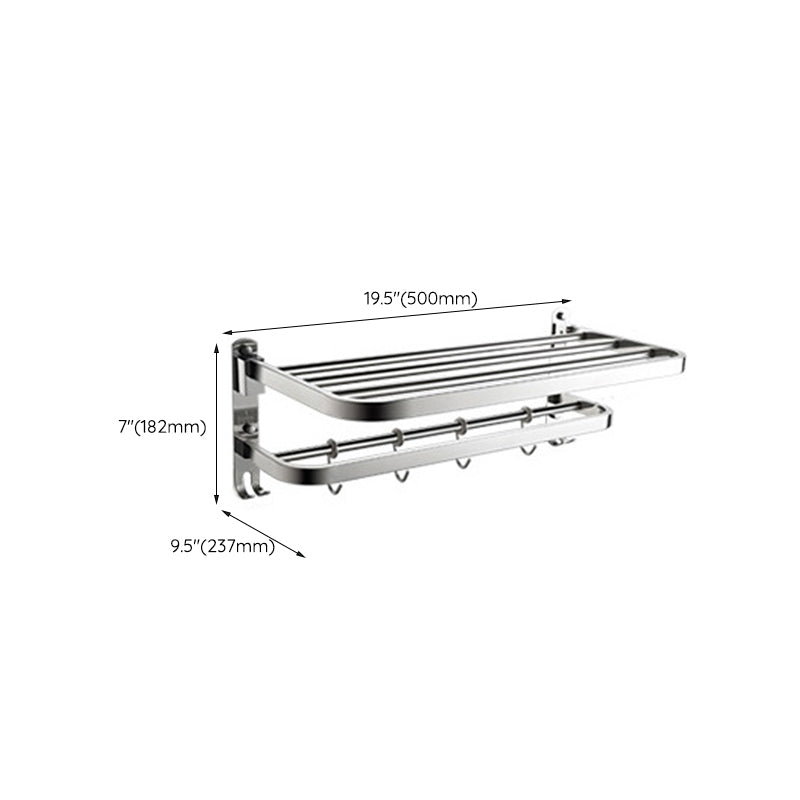 Polished Chrome Modern Bathroom Accessory Set in Stainless with Bath Shelf/Towel Bar