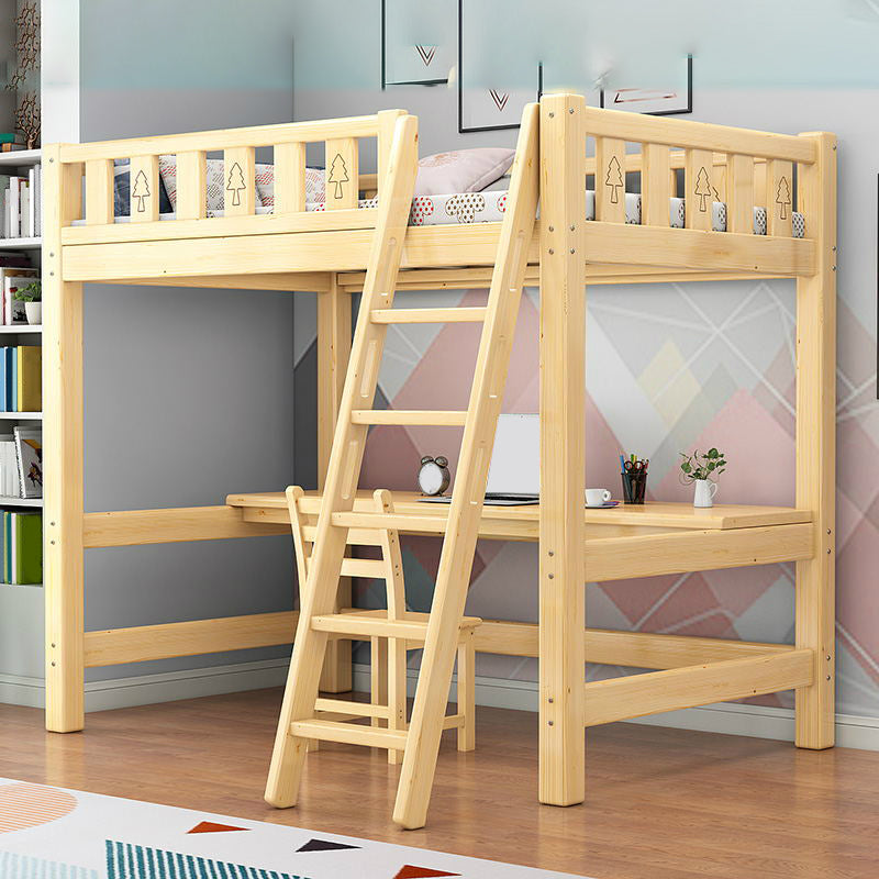 Mattress Included Headboard Bed Guardrail Loft Bed with Bookcase