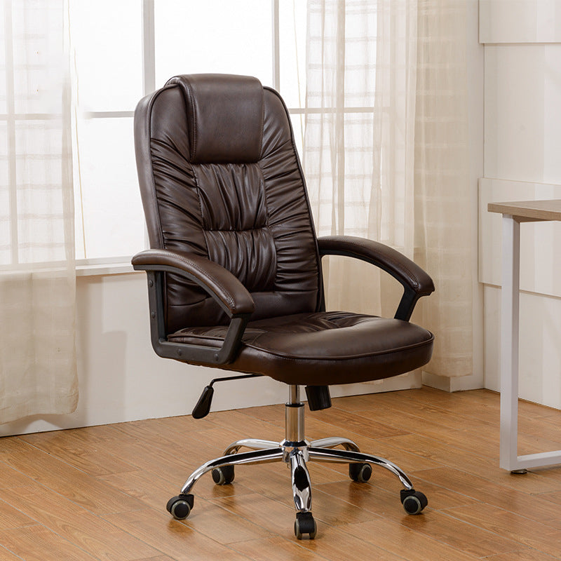 Contemporary Leather Desk Chair Padded Arms Task Chair for Office