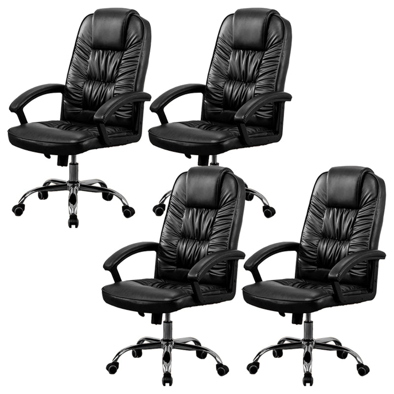 Contemporary Leather Desk Chair Padded Arms Task Chair for Office