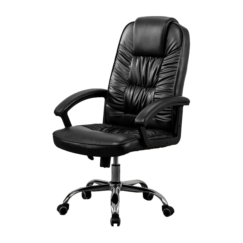 Contemporary Leather Desk Chair Padded Arms Task Chair for Office