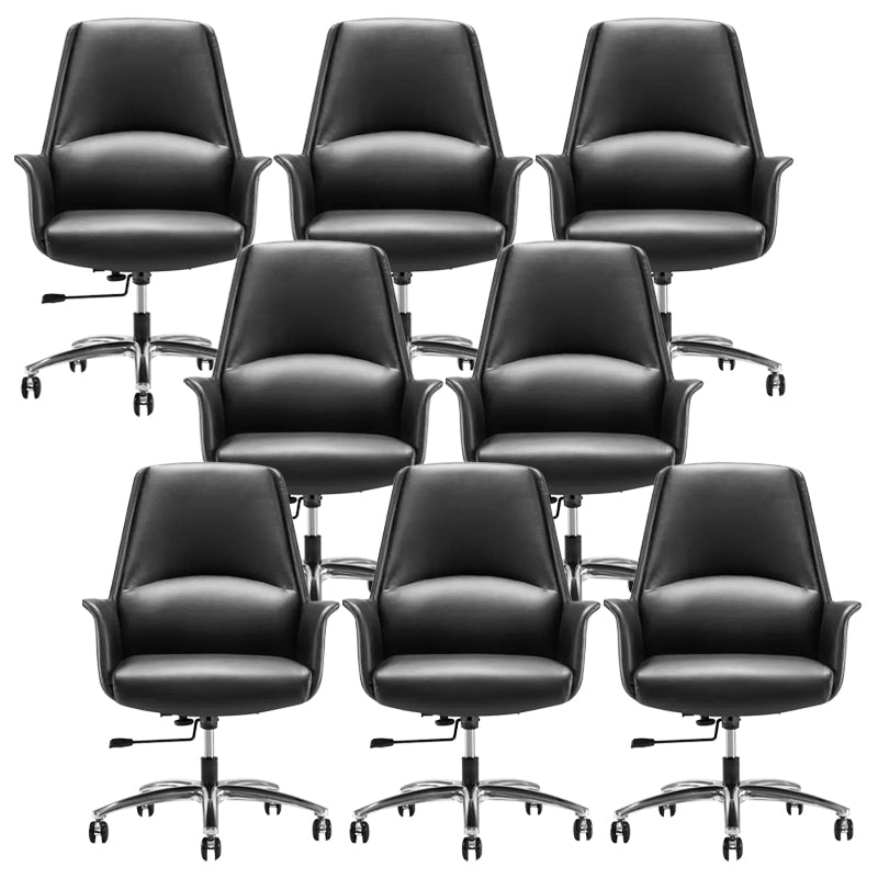 Modern Leather Desk Chair Adjustable Seat Height Task Chair for Office