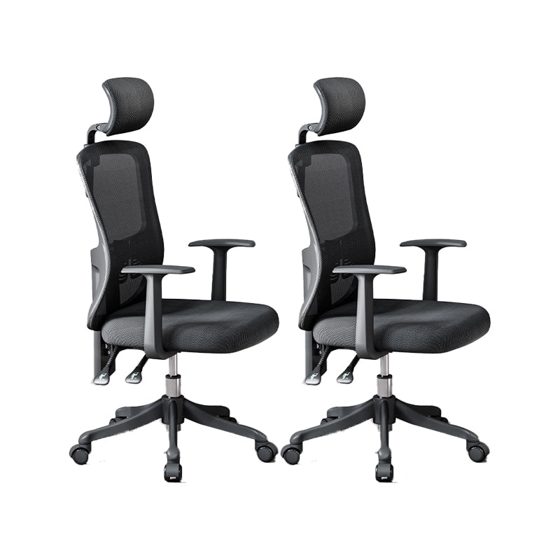 Modern Fixed Arms Office Chair Adjustable Seat Height Black Desk Chair with Wheels