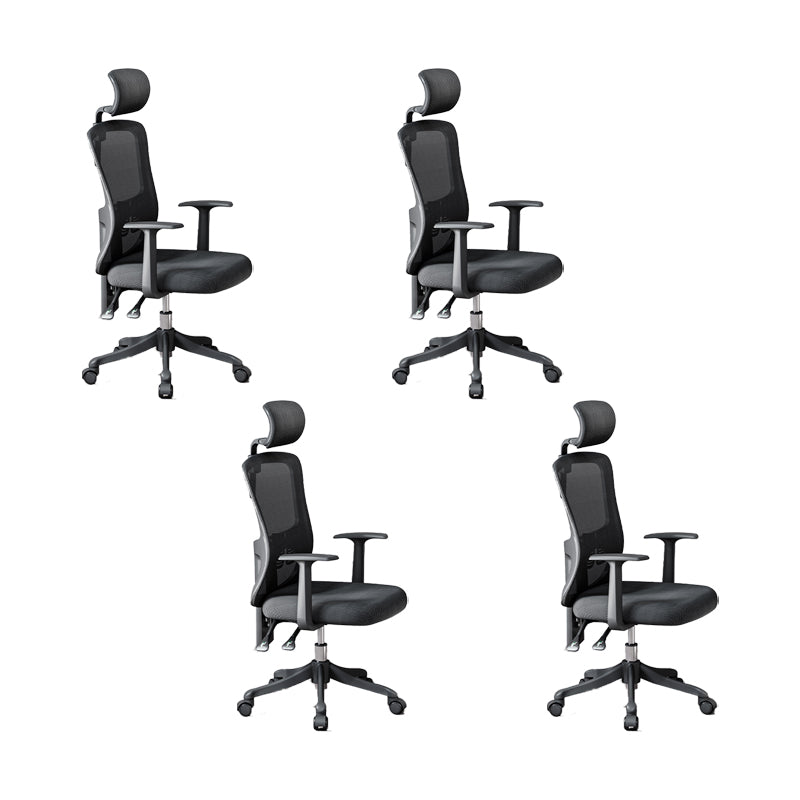 Modern Fixed Arms Office Chair Adjustable Seat Height Black Desk Chair with Wheels