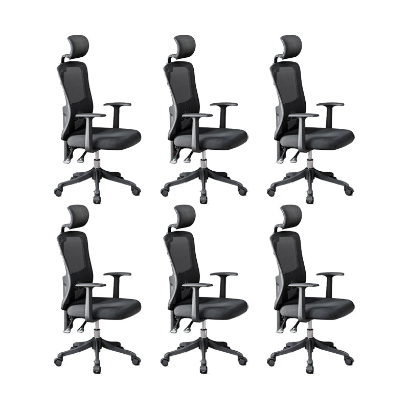 Modern Fixed Arms Office Chair Adjustable Seat Height Black Desk Chair with Wheels