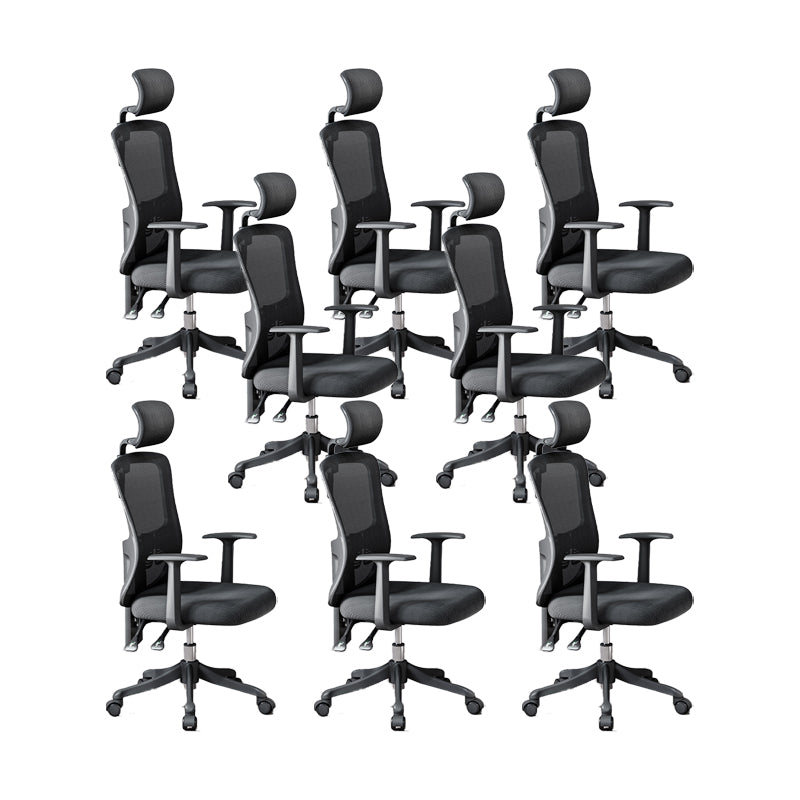 Modern Fixed Arms Office Chair Adjustable Seat Height Black Desk Chair with Wheels