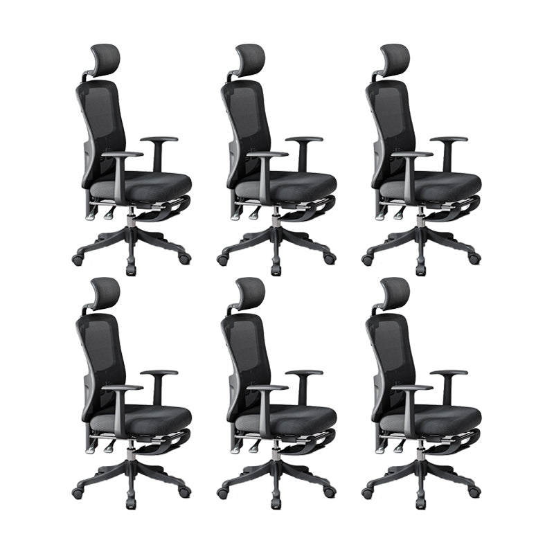 Modern Fixed Arms Office Chair Adjustable Seat Height Black Desk Chair with Wheels