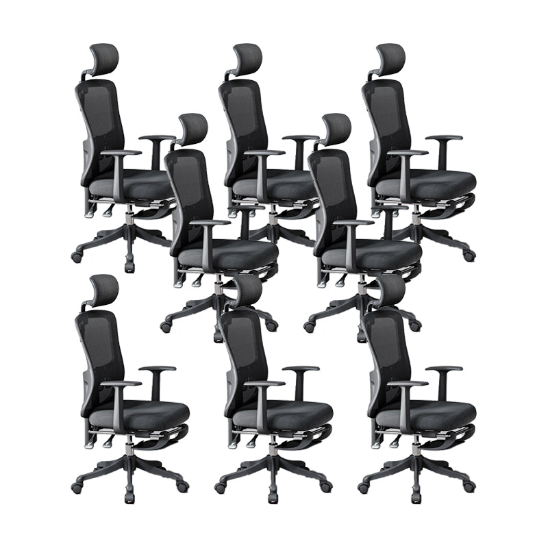 Modern Fixed Arms Office Chair Adjustable Seat Height Black Desk Chair with Wheels