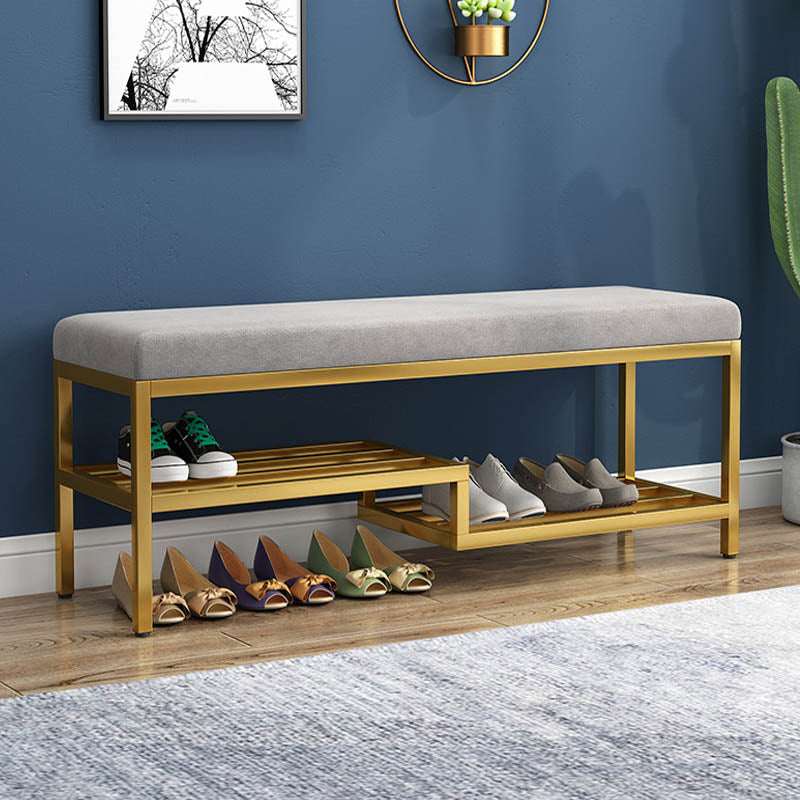 Glam 14" W Seating Bench Cushioned Rectangle Shoe Storage Entryway and Bedroom Bench