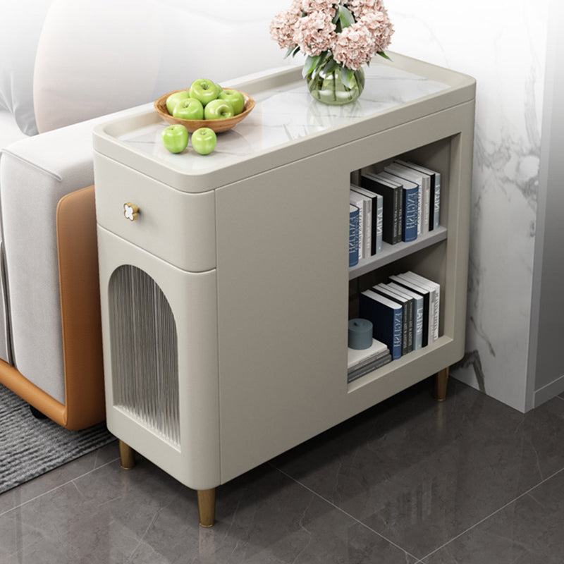 Contemporary Accent Table Nightstand Stone Nightstand with Drawer