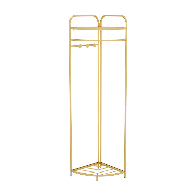 Contemporary Style Coat Hanger Multilayer Shelves Metallic Entry Coat Rack