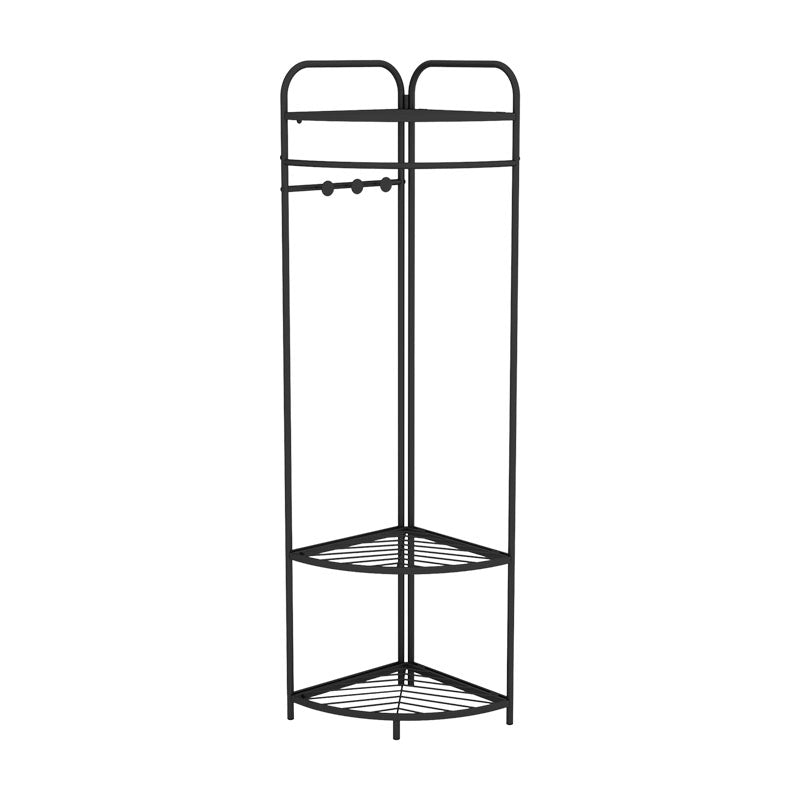 Contemporary Style Coat Hanger Multilayer Shelves Metallic Entry Coat Rack