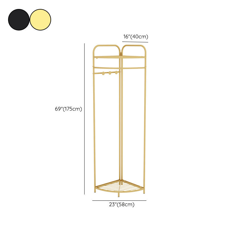 Contemporary Style Coat Hanger Multilayer Shelves Metallic Entry Coat Rack