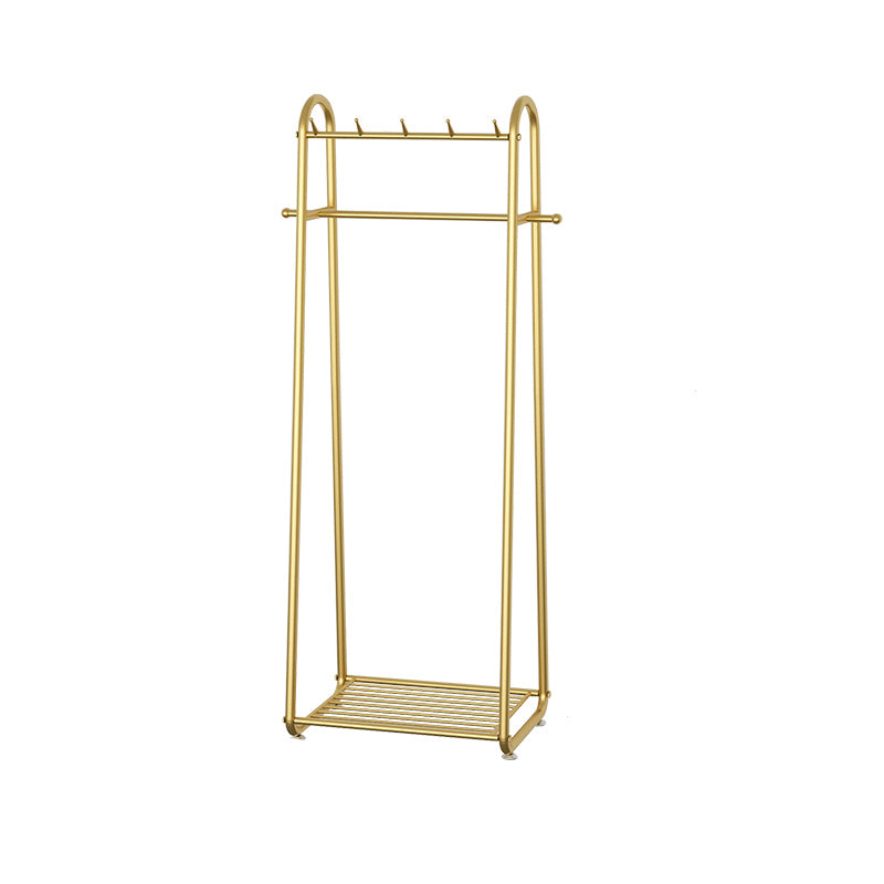 Glam Coat Rack Metal Framed Hanging Rail and Lower Shelf Coat Hanger