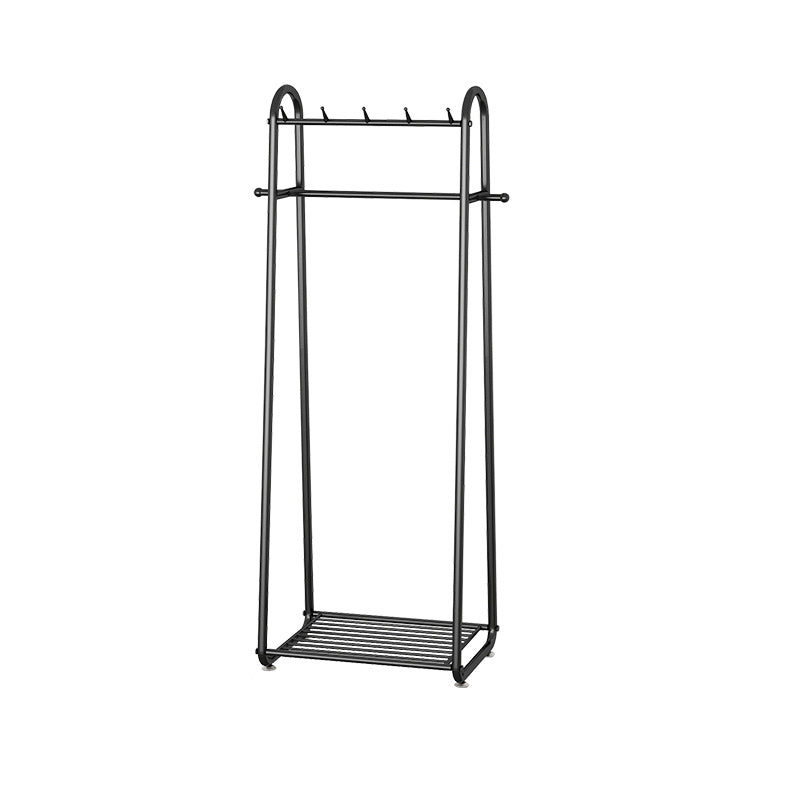 Glam Coat Rack Metal Framed Hanging Rail and Lower Shelf Coat Hanger