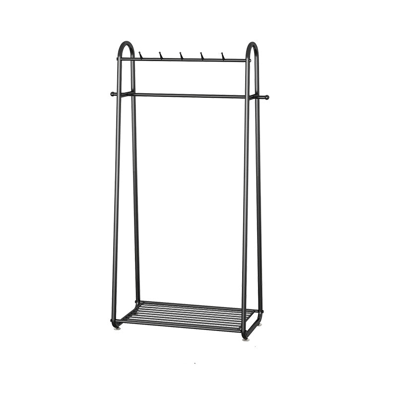 Glam Coat Rack Metal Framed Hanging Rail and Lower Shelf Coat Hanger