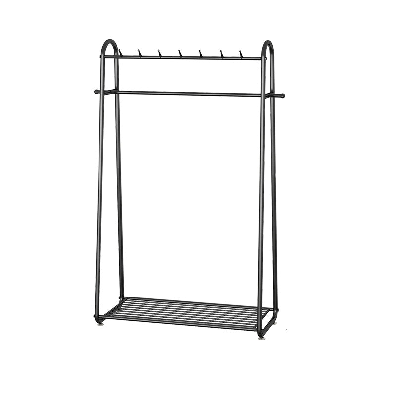 Glam Coat Rack Metal Framed Hanging Rail and Lower Shelf Coat Hanger