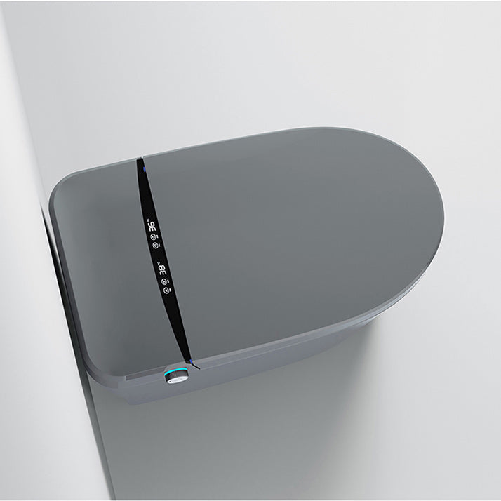 Smart Toilet Elongated Gray Ceramic Contemporary Foot Sensor