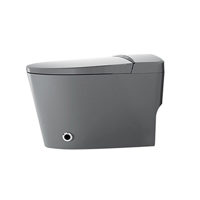 Smart Toilet Elongated Gray Ceramic Contemporary Foot Sensor