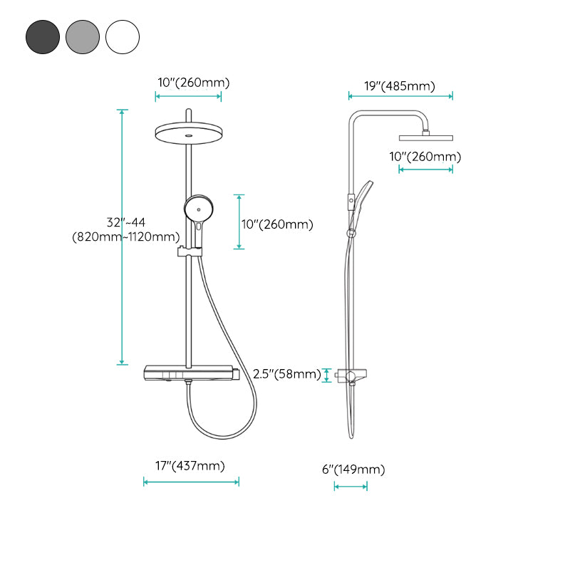 Shower System 4-Jet Rain Round Handheld Shower Head Wall Mounted Shower Trim