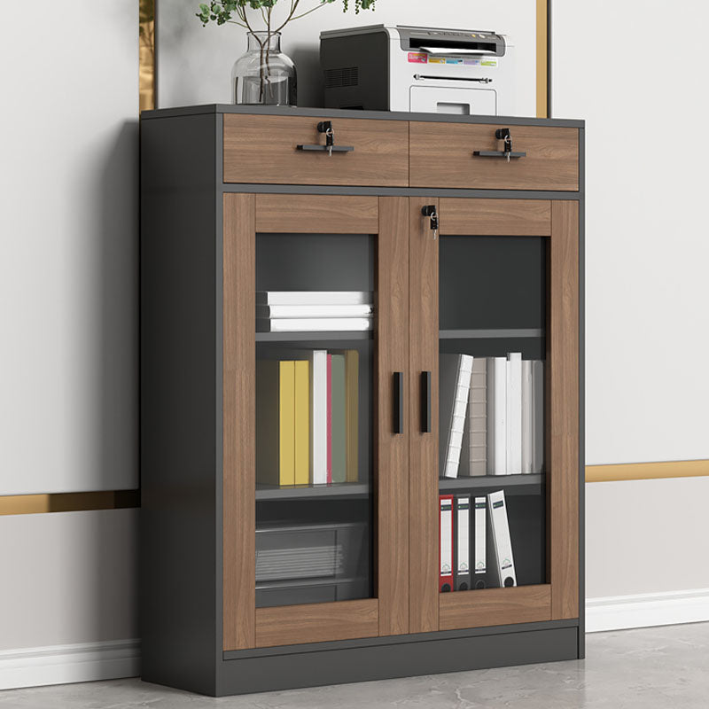 Contemporary File Cabinet Solid Wood Frame Vertical File Cabinet with Key Lock