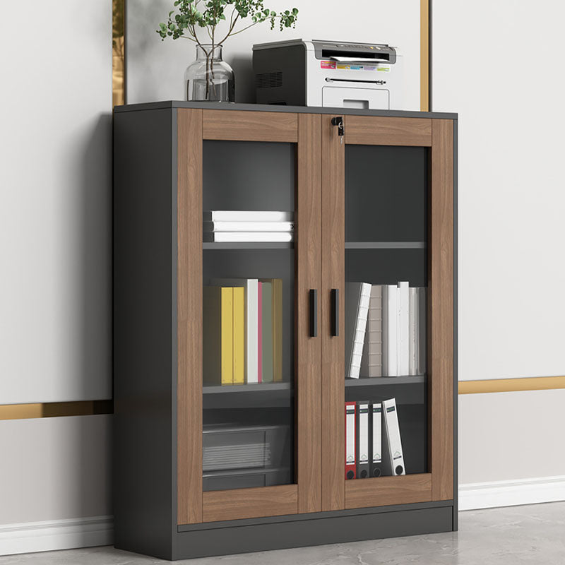 Contemporary File Cabinet Solid Wood Frame Vertical File Cabinet with Key Lock