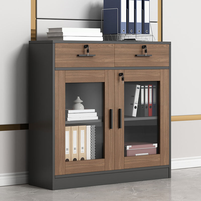 Contemporary File Cabinet Solid Wood Frame Vertical File Cabinet with Key Lock